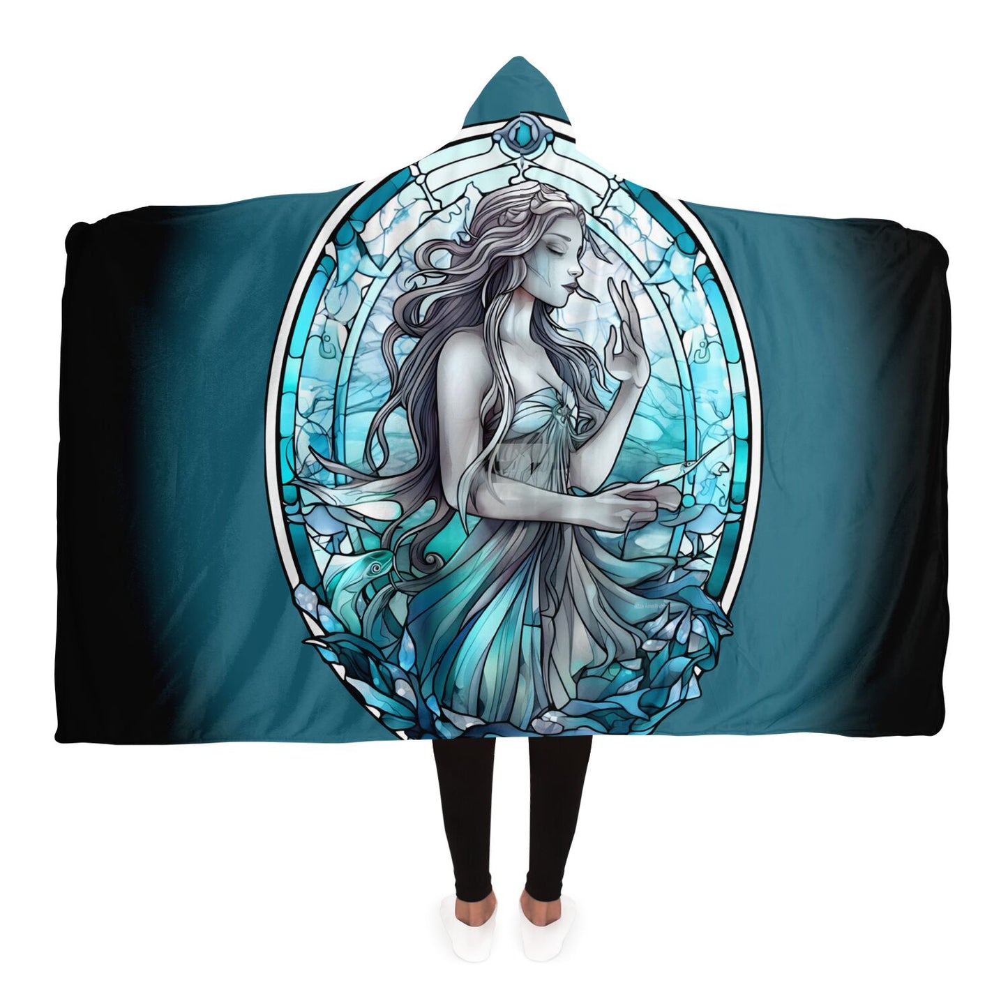 Aquarius Stained Glass Hooded Blanket