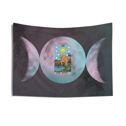 The Star Tarot Card Altar Cloth or Tapestry with Triple Goddess Symbol