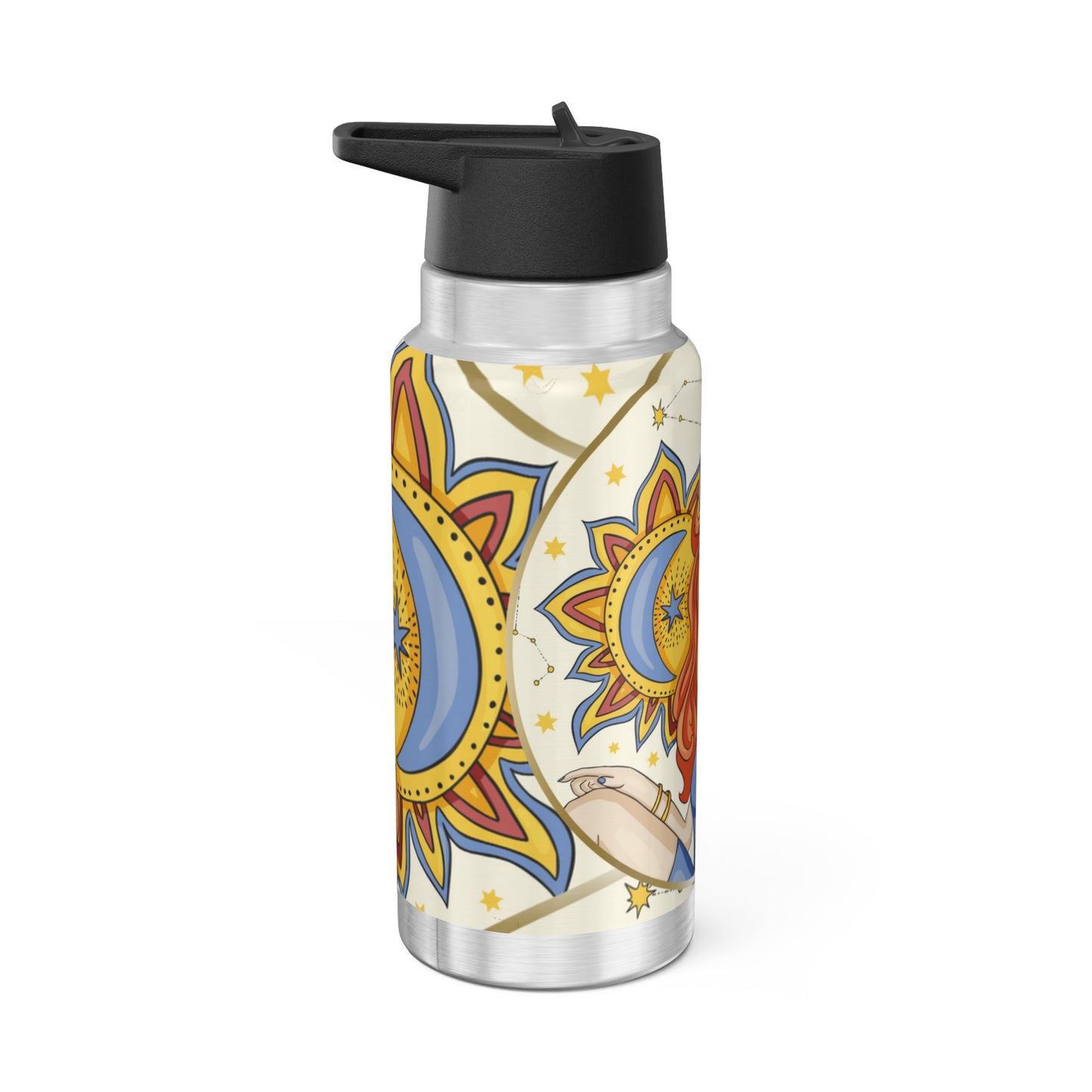 Leo Illustration Zodiac Sign Tumbler, 32oz With Lid and Straw