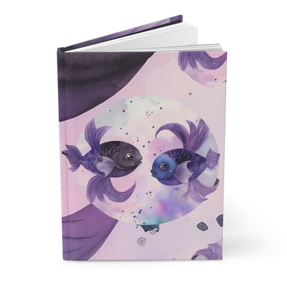Pisces Purple Caricatures with Poem Hardcover 150 Page Journal