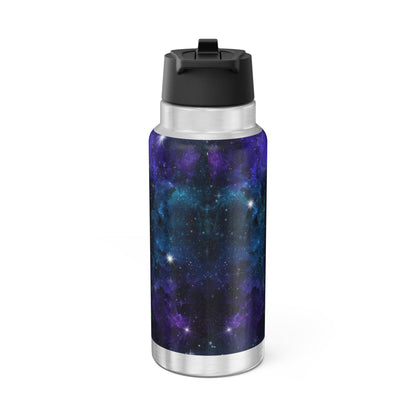 Pisces Zodiac Sign in Black and White with Starry Background ~ 32oz Tumbler With Lid and Straw