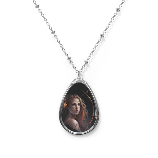 Sagittarius Zodiac Sign ~ Sagittarius Warrior Goddess ~ Necklace & Oval Pendant With Chain