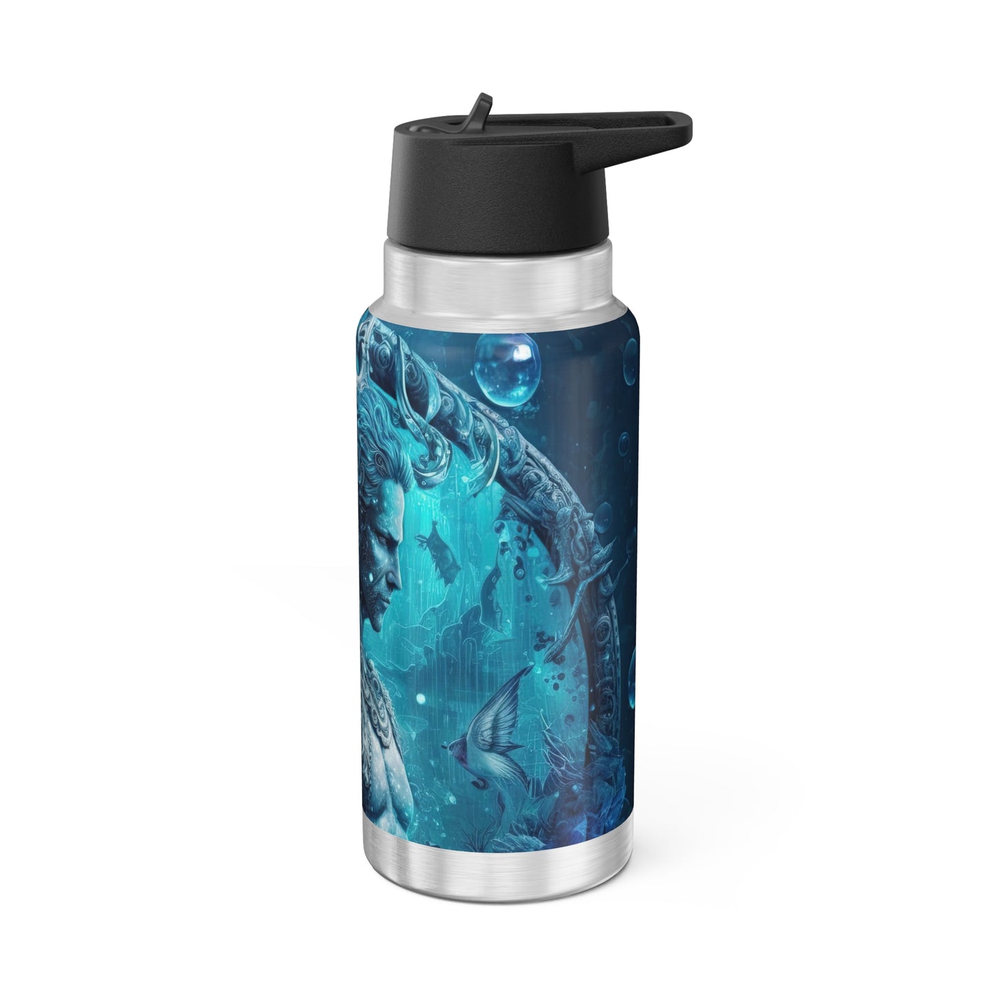 Aquarius Zodiac Sign Warrior God ~ 32oz Tumbler With Lid and Straw