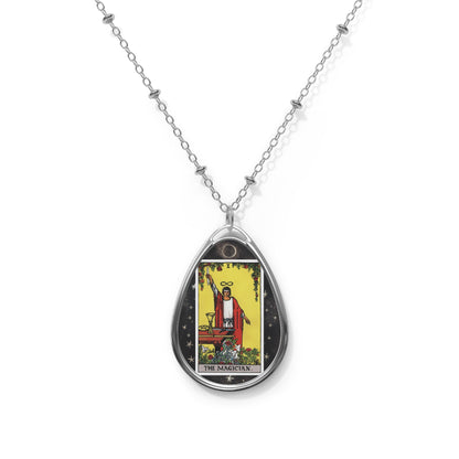 The Magician Tarot Card Oval Pendant Necklace With Chain