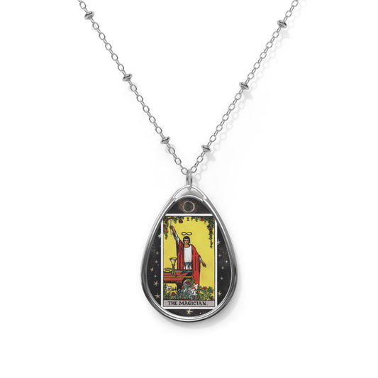 The Magician Tarot Card Oval Pendant Necklace With Chain