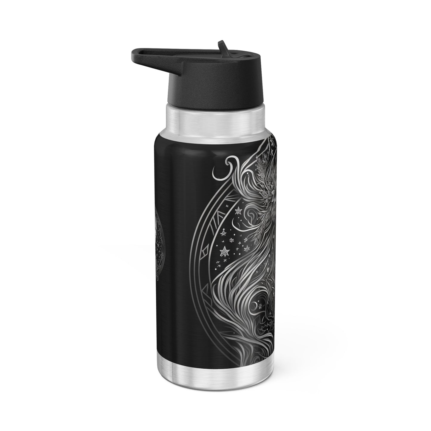 Virgo Zodiac Sign In Black and White ~ 32oz Tumbler With Lid and Straw
