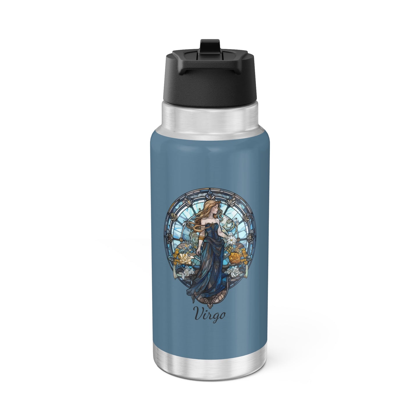 Virgo Zodiac Sign Stained Glass Illustration ~ 32oz Tumbler With Lid and Straw