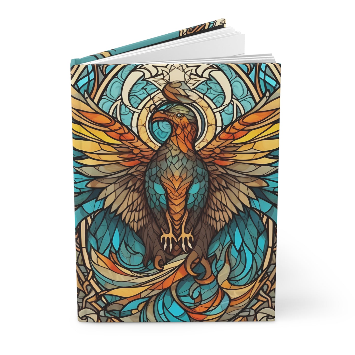 Scorpio Phoenix Stained Glass Illustration with Poem Hardcover 150 Page Journal