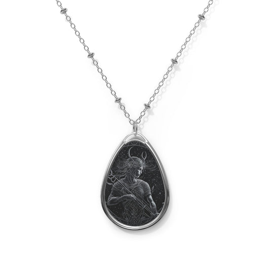 Sagittarius Zodiac Sign ~ Sagittarius Centaur in Black and White ~ Necklace & Oval Pendant With Chain