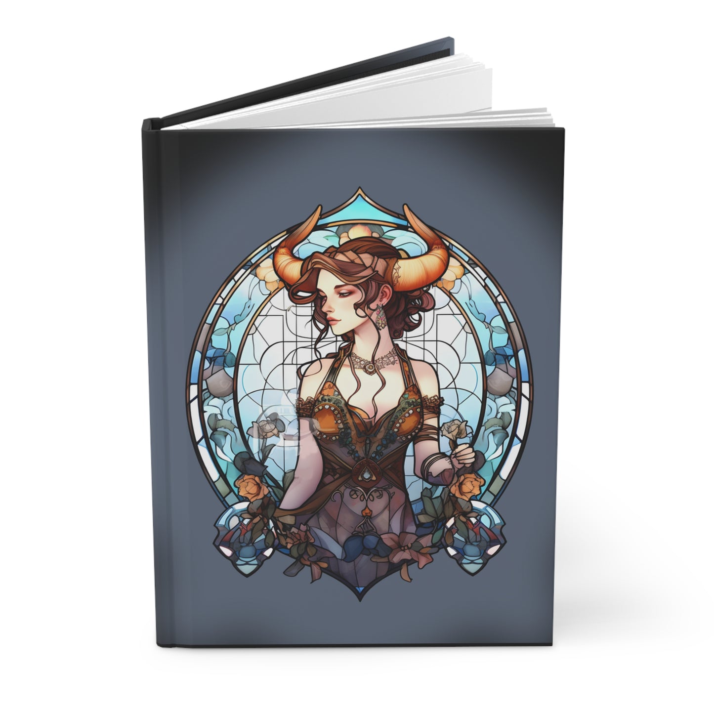 Taurus Stained Glass Illustration Hardcover 150 Page Journal