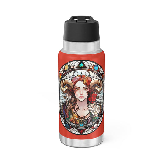 Aries Zodiac Sign Stained Glass Illustration ~ 32oz Tumbler With Lid and Straw