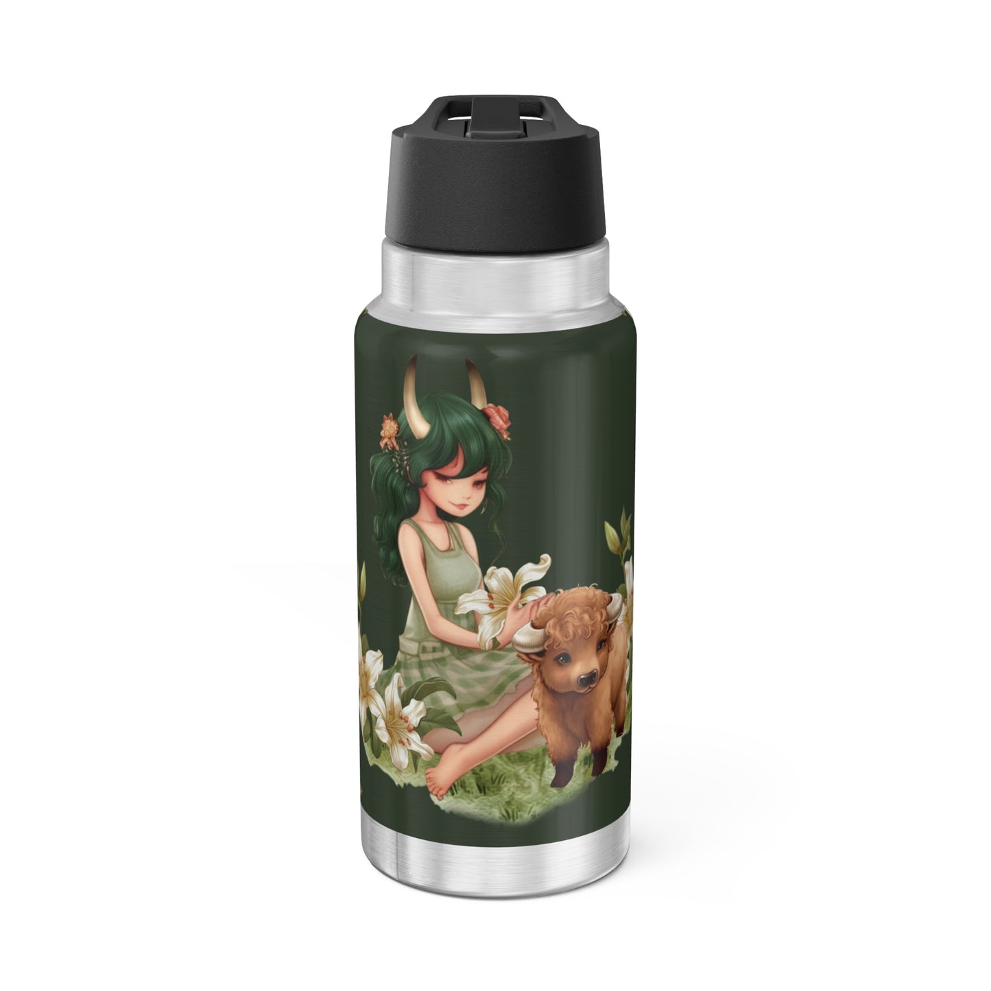 Taurus Zodiac Sign Vintage Illustration  ~ 32oz Tumbler With Lid and Straw