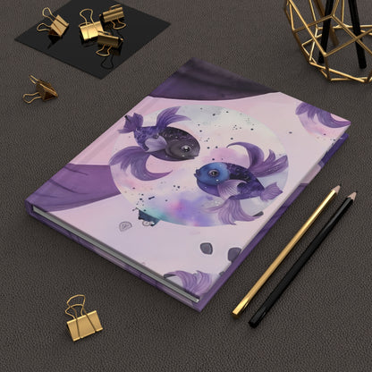 Pisces Purple Caricatures with Poem Hardcover 150 Page Journal