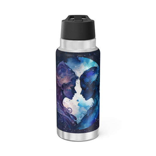 Gemini Twins Zodiac Sign in Purple and Blue ~ 32oz Tumbler With Lid and Straw