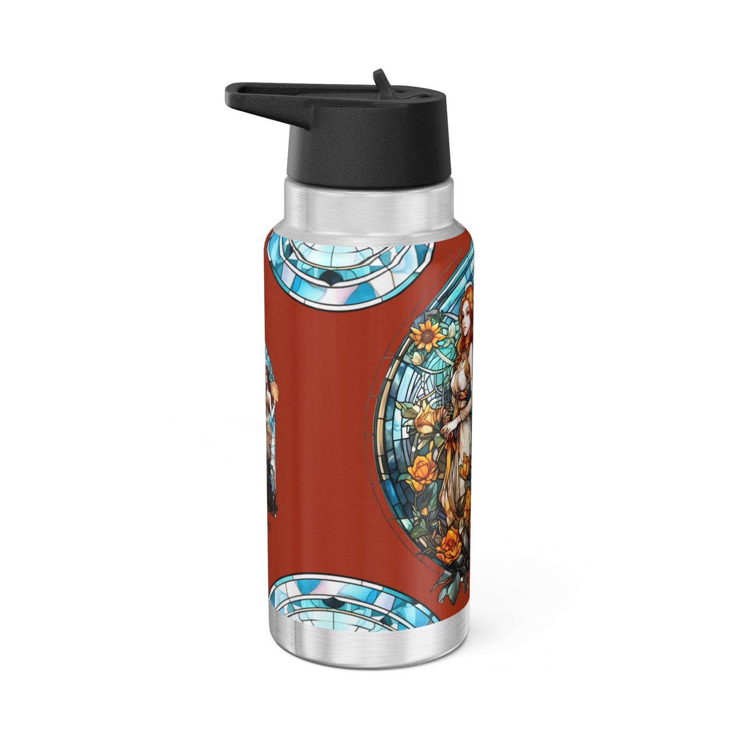 Gemini Zodiac SignStained Glass Illustration  ~ 32oz Tumbler With Lid and Straw