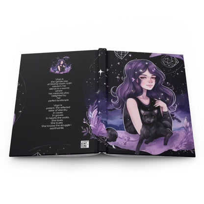 Virgo Purple Caricature Illustration with Poem Hardcover 150 Page Journal