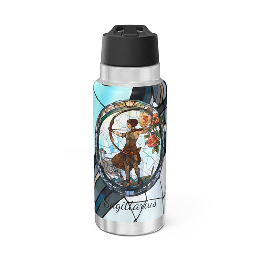 Sagittarius Zodiac Sign Stained Glass Illustration ~ 32oz Tumbler With Lid and Straw