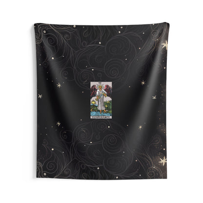 The Temperance Tarot Card Altar Cloth or Tapestry with Starry Background