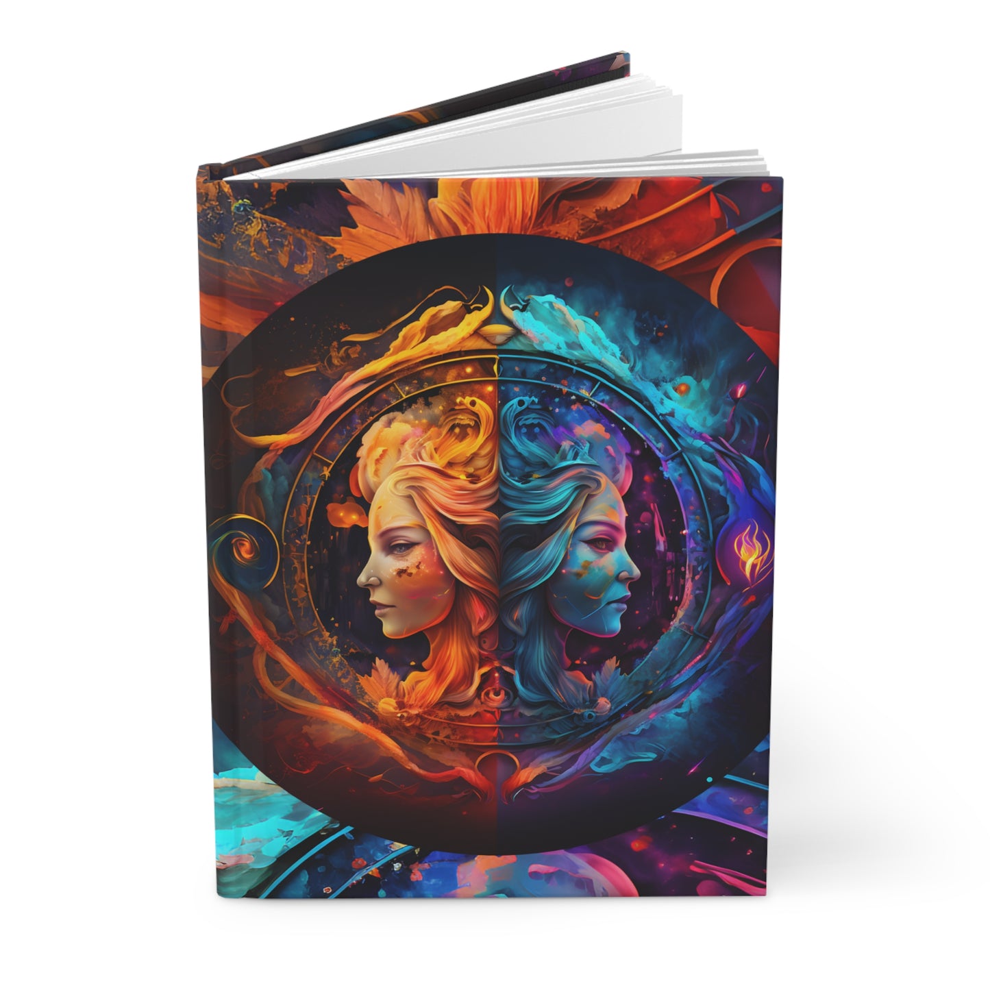 Gemini Fire and Water Twins with Poem Hardcover 150 Page Journal