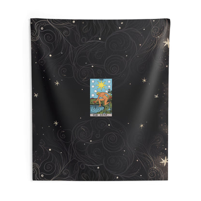 The Star Tarot Card Altar Cloth or Tapestry with Starry Background