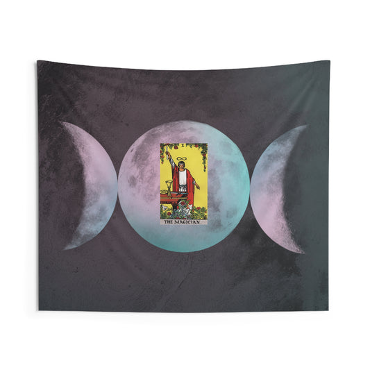 The Magician Tarot Card Altar Cloth or Tapestry with Triple Goddess Symbol