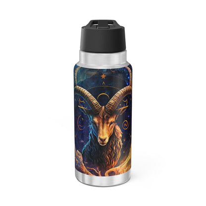 Capricorn Zodiac Sign Majestic Goat with Starry Background ~ 32oz Tumbler With Lid and Straw