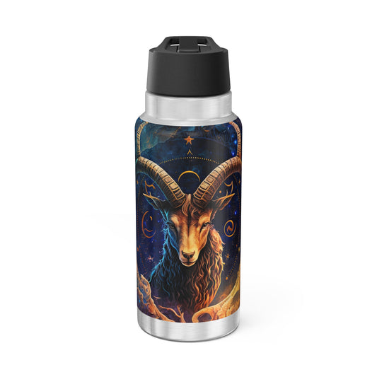 Capricorn Zodiac Sign Majestic Goat with Starry Background ~ 32oz Tumbler With Lid and Straw