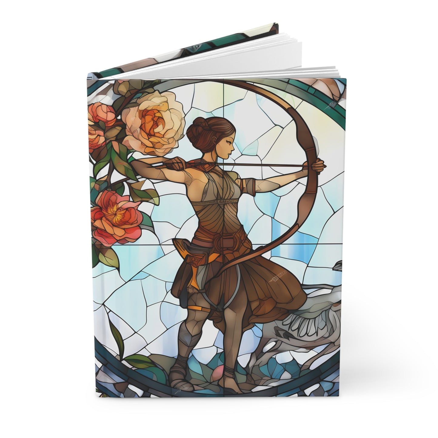 Sagittarius Stained Glass Illustration with Poem Hardcover 150 Page Journal