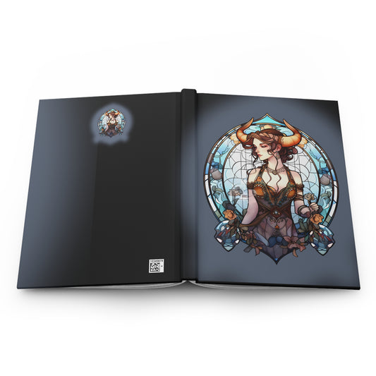 Taurus Stained Glass Illustration Hardcover 150 Page Journal