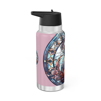 Cancer Zodiac Sign Stained Glass Illustration ~ 32oz Tumbler With Lid and Straw