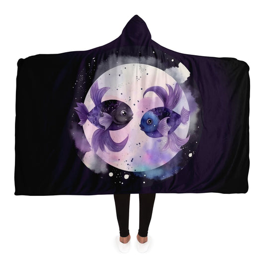 Pisces Sign Purple Caricature Hooded Blanket