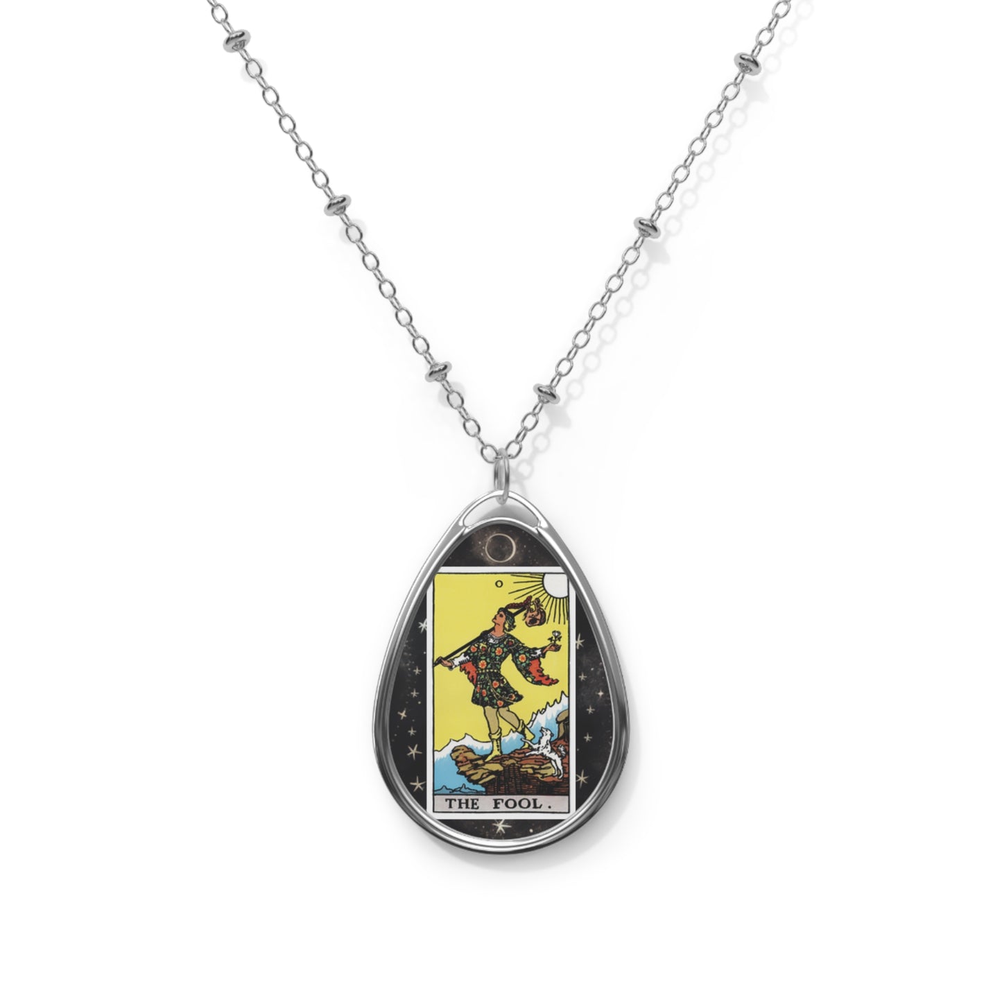 The Fool Tarot Card Oval Pendant Necklace With Chain