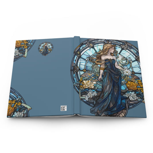 Virgo Stained Glass Illustration Hardcover 150 Page Journal