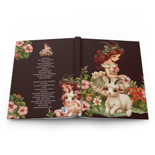 Capricorn Vintage illustration with Poem Hardcover 150 Page Journal