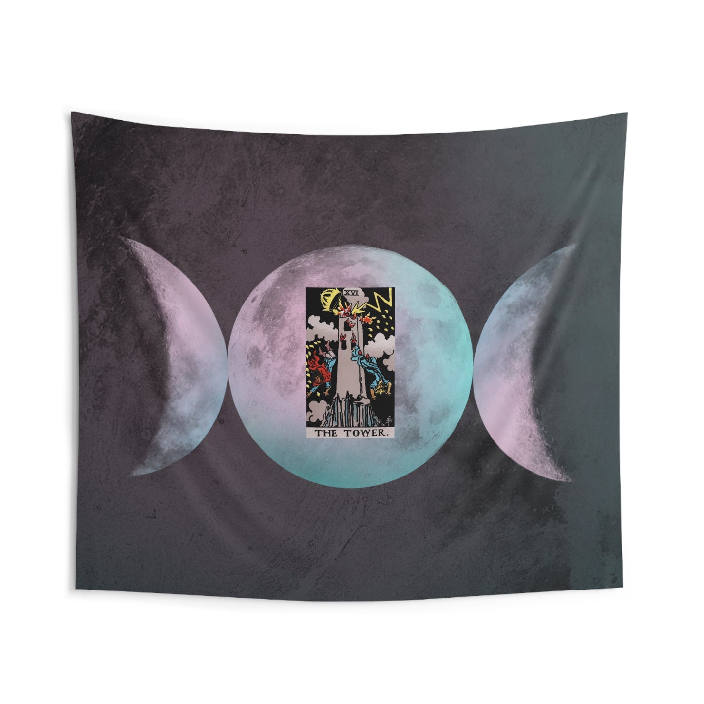 The Tower Tarot Card Altar Cloth or Tapestry with Triple Goddess Symbol