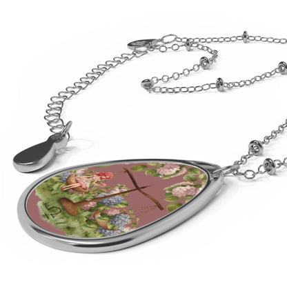 Libra Zodiac Sign ~ Libra Girl Vintage Illustration ~ Necklace & Oval Pendant With Chain