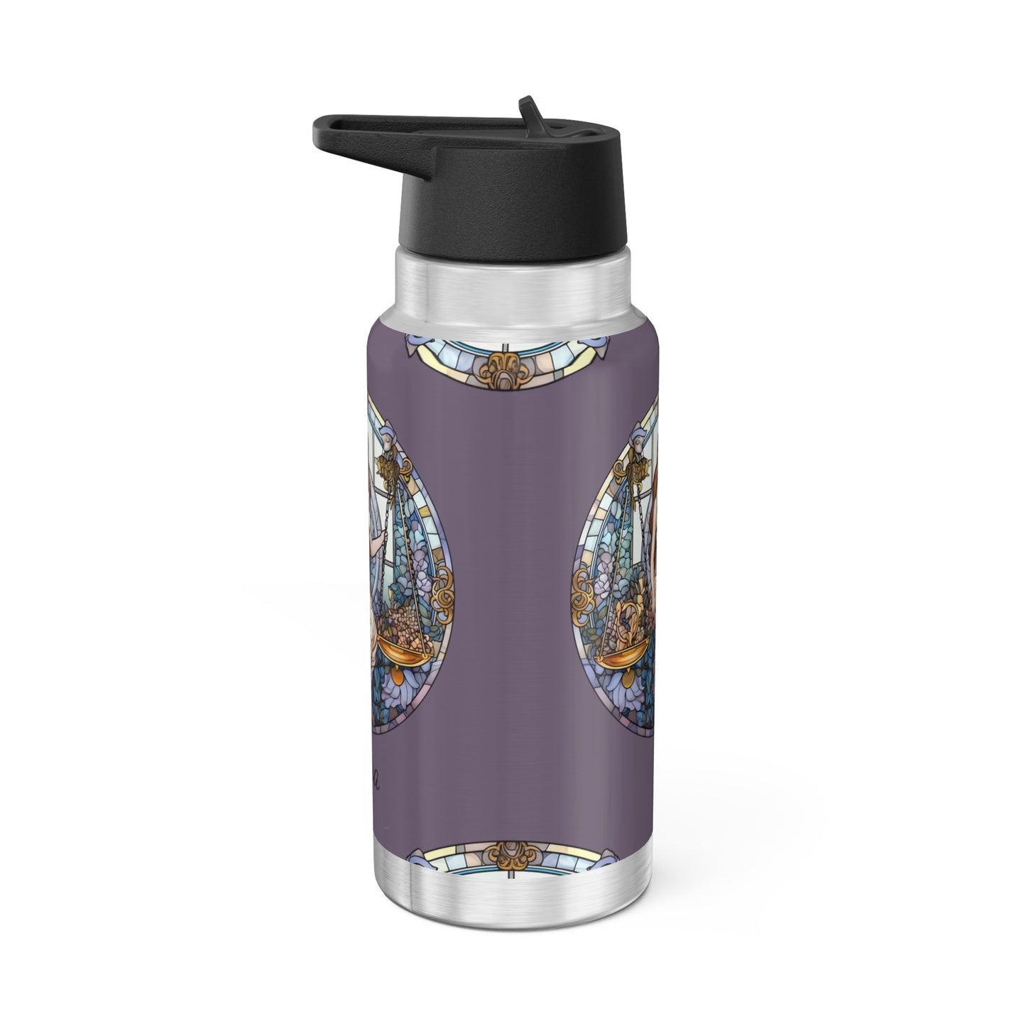 Libra Zodiac Sign Stained Glass Illustration ~ 32oz Tumbler With Lid and Straw