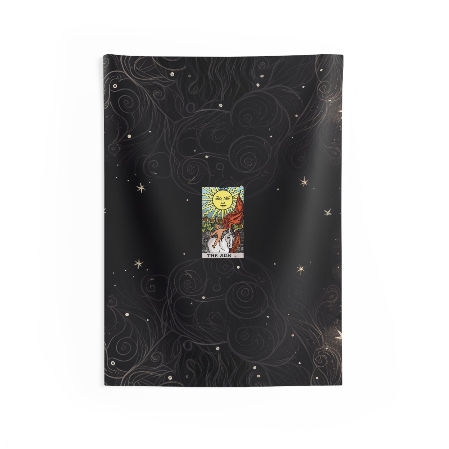 The Sun Tarot Card Altar Cloth or Tapestry with Starry Background