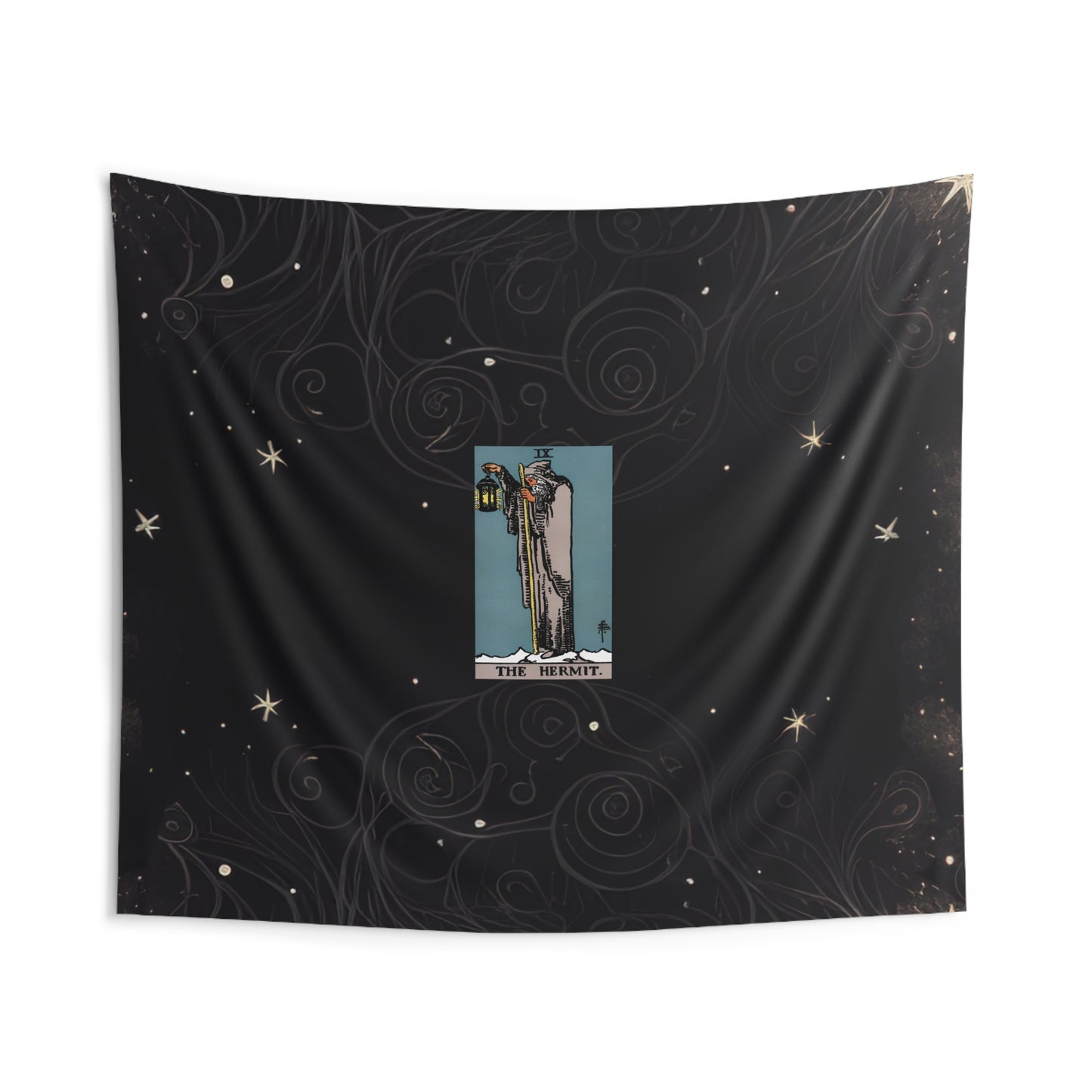 The Hermit Tarot Card Altar Cloth or Tapestry with Starry Background