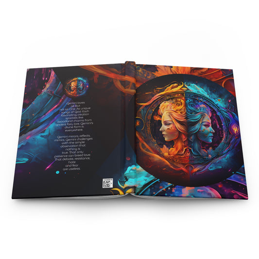 Gemini Fire and Water Twins with Poem Hardcover 150 Page Journal
