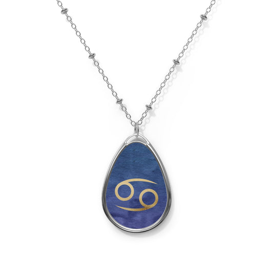 Cancer Zodiac Sign ~ Necklace & Oval Pendant With Chain