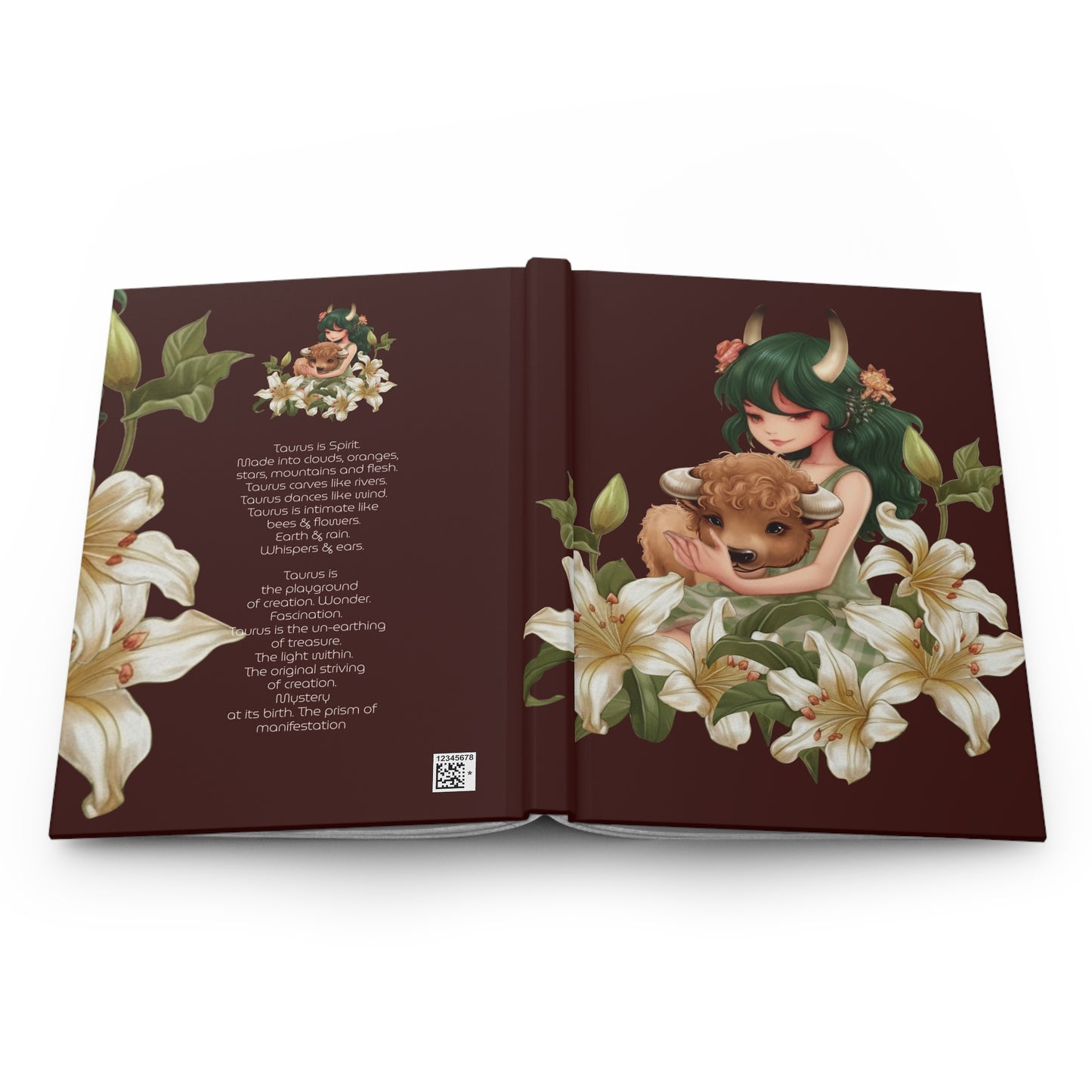 Taurus Girl Vintage illustration with Poem Hardcover 150 Page Journal
