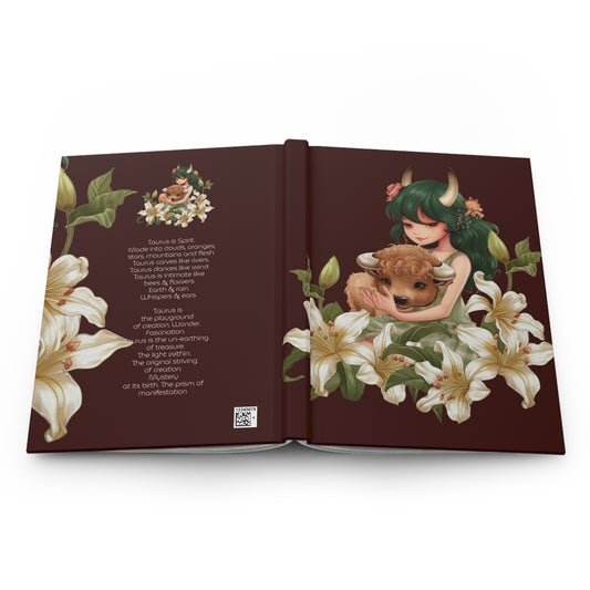 Taurus Girl Vintage illustration with Poem Hardcover 150 Page Journal