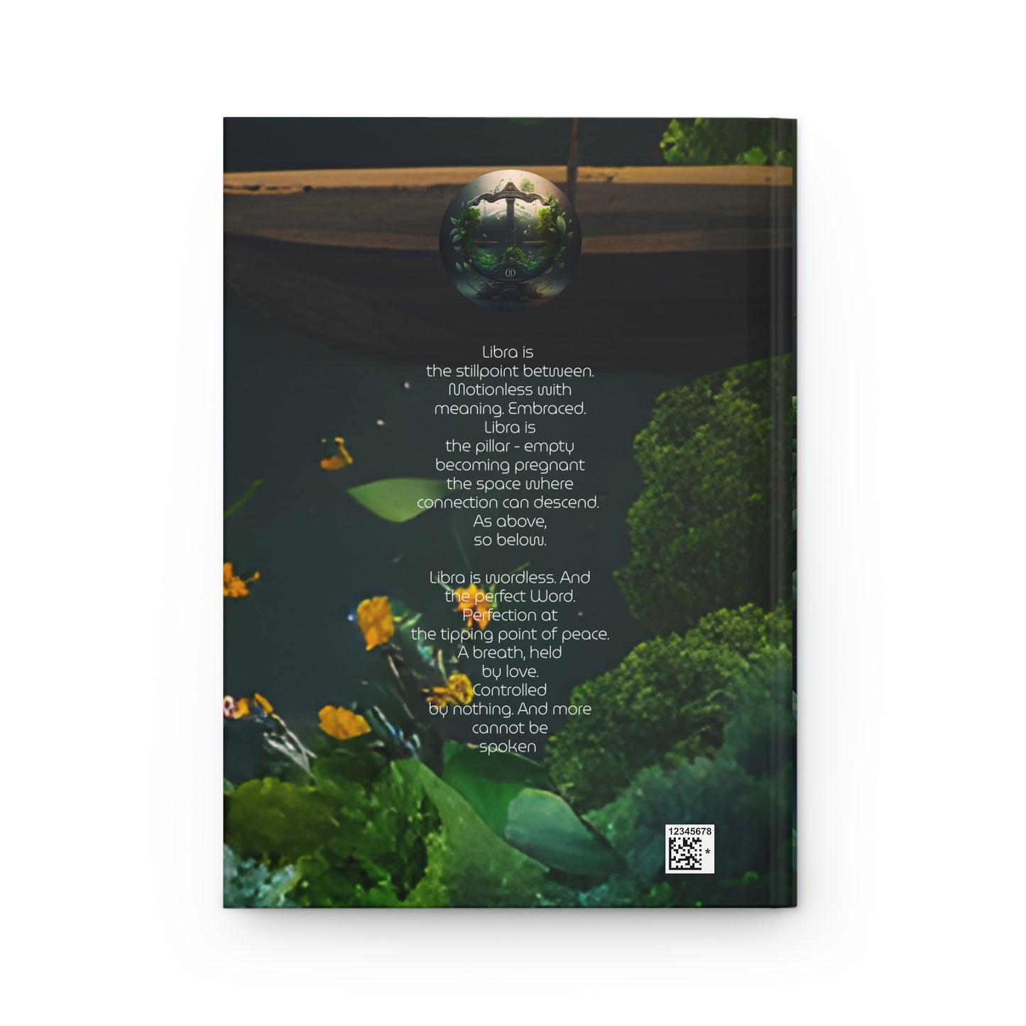 Libra Scales in Green with Poem Hardcover 150 Page Journal