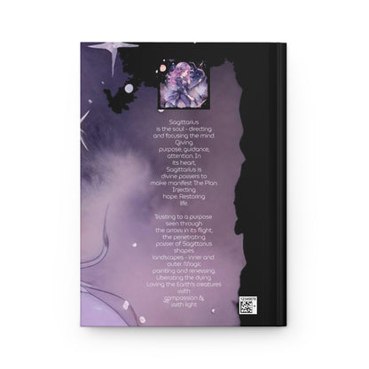 Sagittarius purple Fantasy Illustration with Poem Hardcover 150 Page Journal