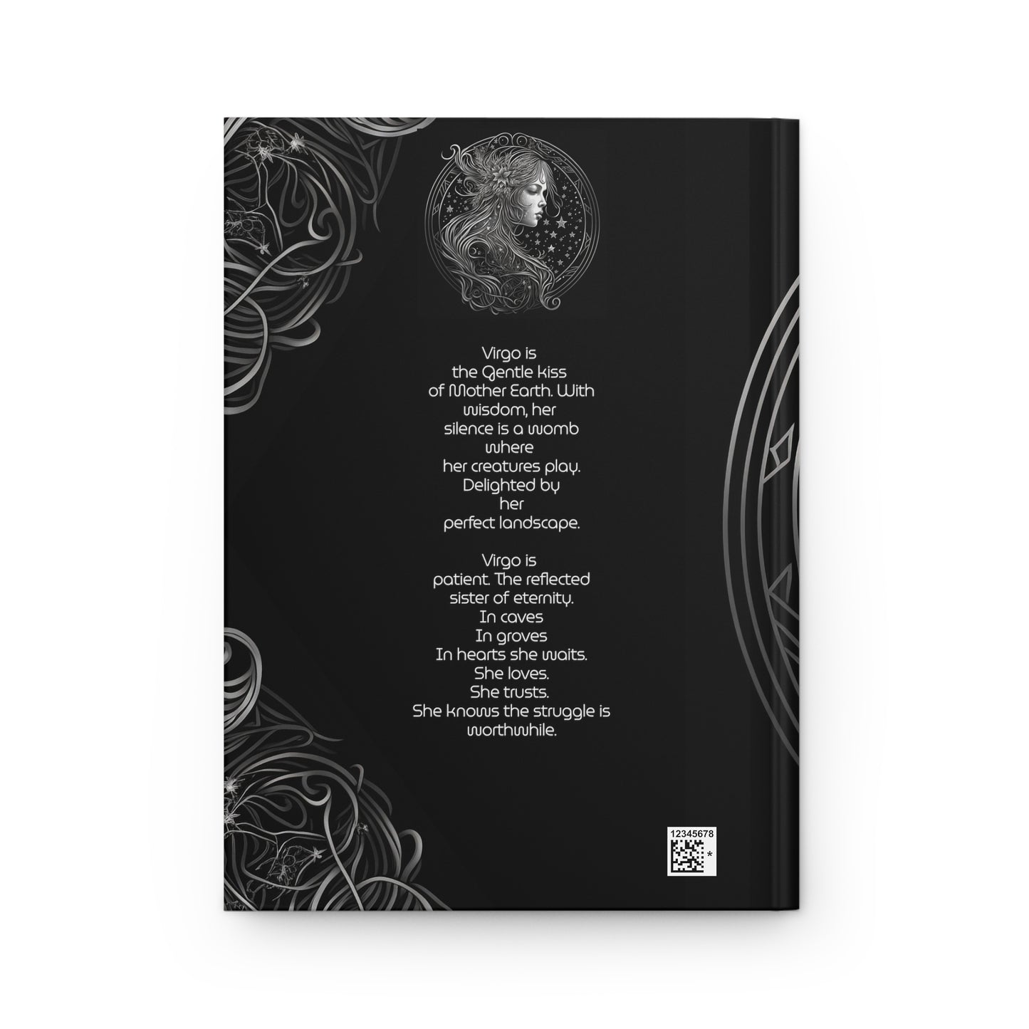 Virgo illustration in Silver with Poem Hardcover 150 Page Journal