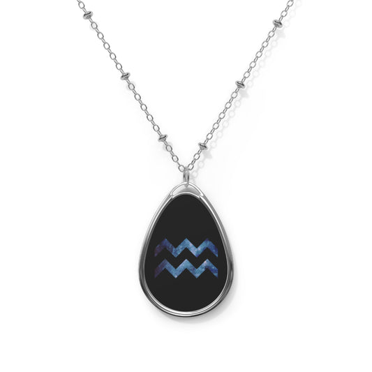 Aquarius Zodiac Sign ~ Necklace & Oval Pendant With Chain