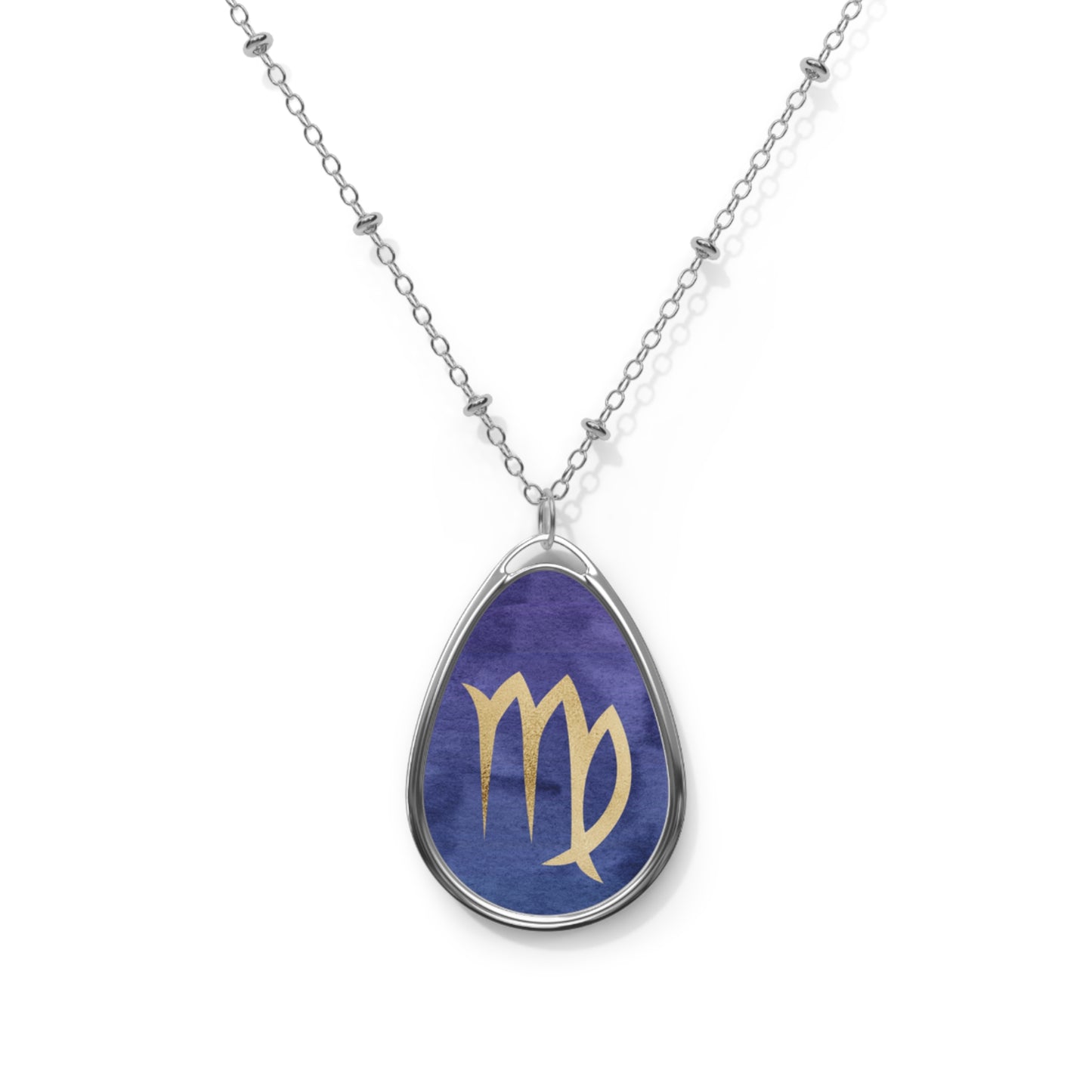 Virgo Zodiac Sign ~ Necklace & Oval Pendant With Chain