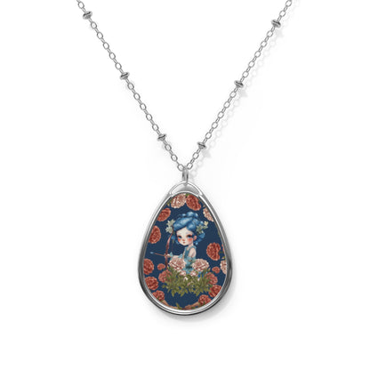 Sagittarius Zodiac Sign Vintage illustration ~ Necklace & Oval Pendant With Chain