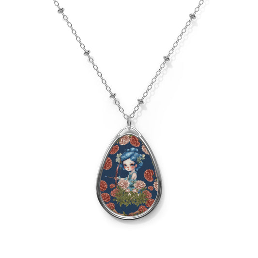 Sagittarius Zodiac Sign Vintage illustration ~ Necklace & Oval Pendant With Chain